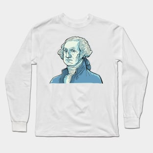 portrait of George Washington in blue tones Long Sleeve T-Shirt